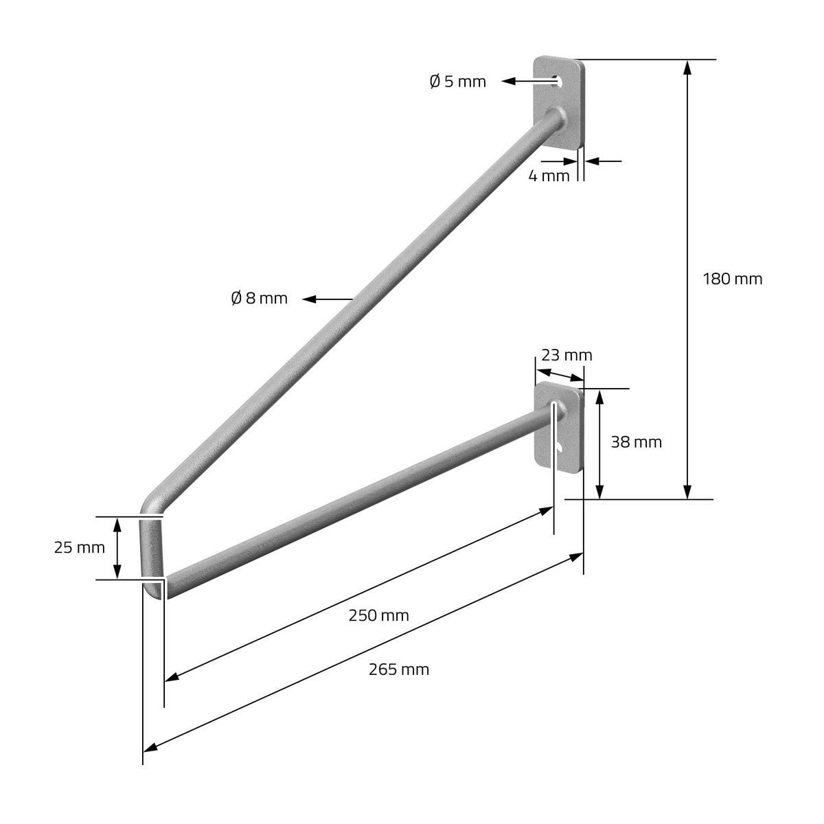 REGALHALTERUNG 2er Set 265mm Silber - Silberfarben, Metall (2.3/18/26.5cm) - ML-DESIGN