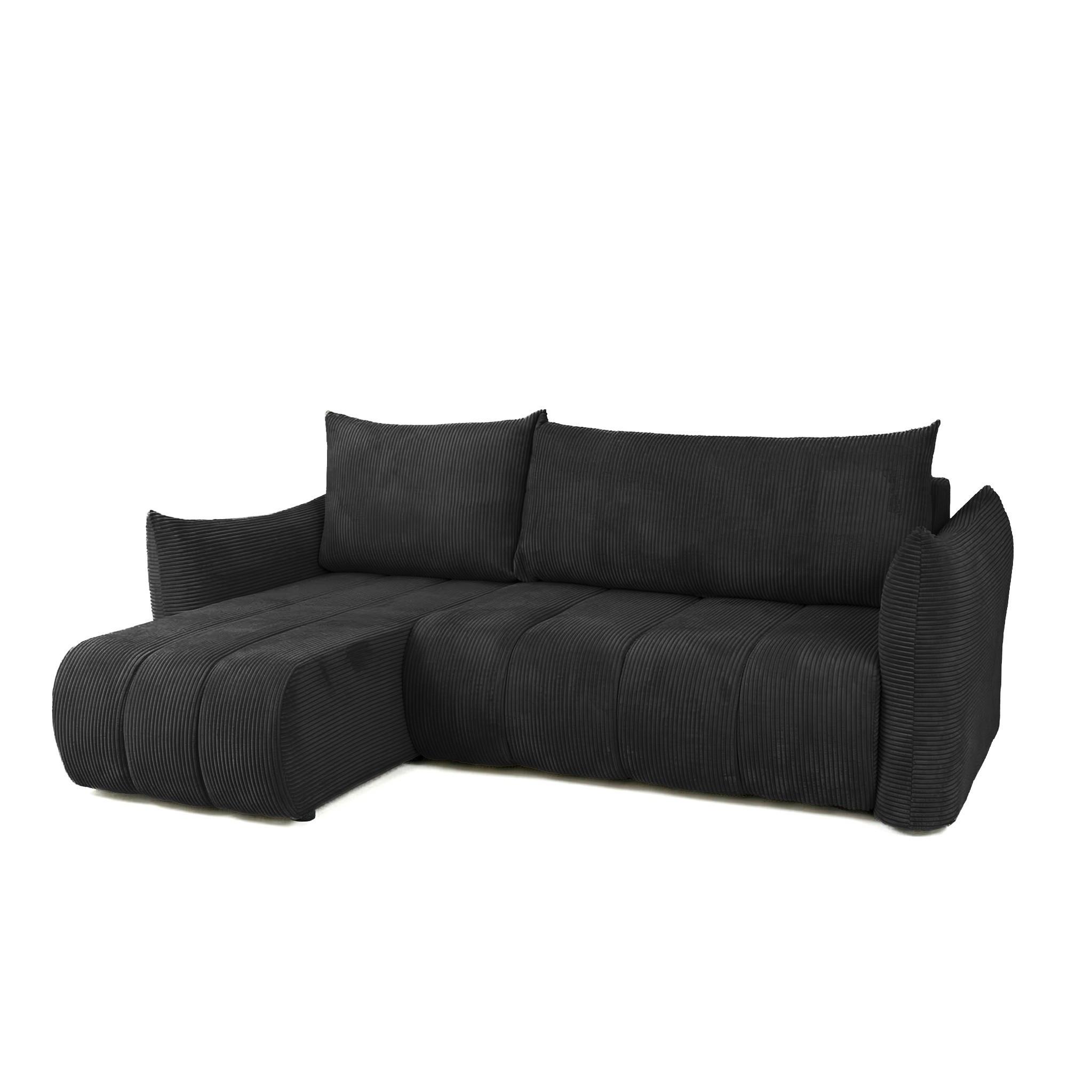 ECKSOFA Ontario Xs Mit Schlaffunktion - Schwarz, Holzwerkstoff/Textil (154/226cm) - Fun Möbel