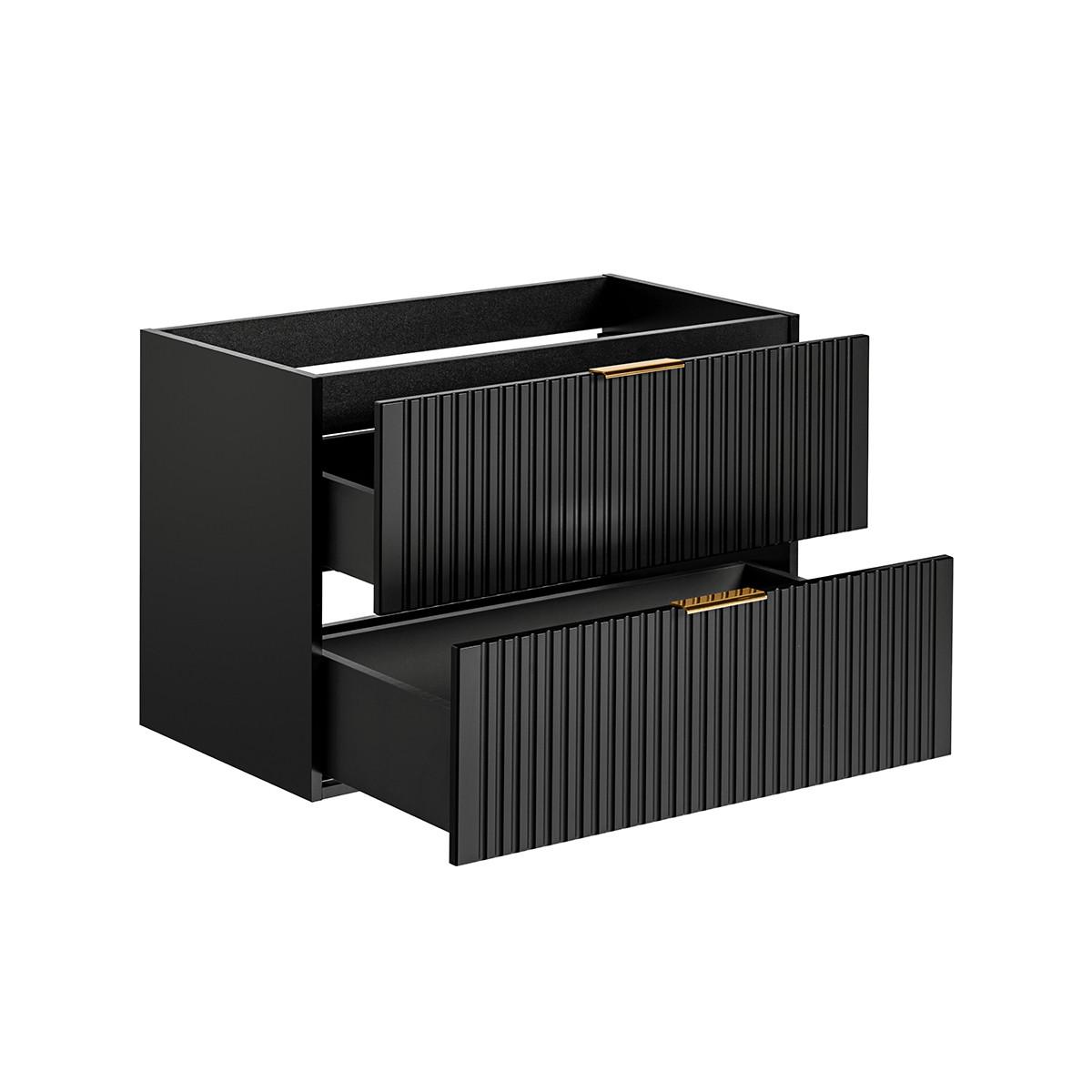 WASCHTISCHUNTERSCHRANK 80.4cm Adriel Mattschwarz - Schwarz, Holzwerkstoff (80.4/57/46cm) - Petits-meubles