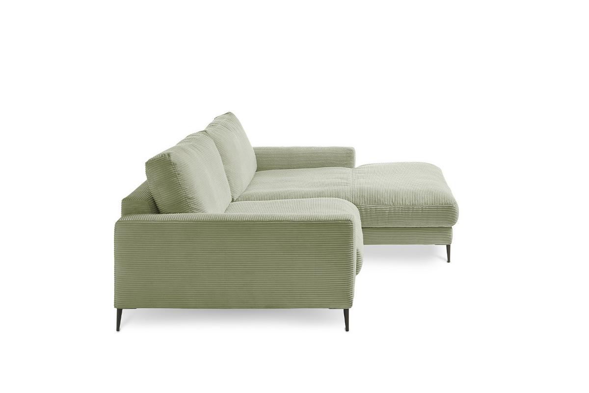 ECKSOFA CARA Grün Cord - Schwarz/Olivgrün, Textil/Metall (272/190cm) - KAWOLA
