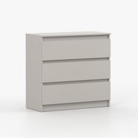 KOMMODE SOLO 3S II 90 cm Kaschmir/Kaschmir, drei Schubladen, grifflos - Kaschmir, Holzwerkstoff (90/86/42cm) - imoebel24
