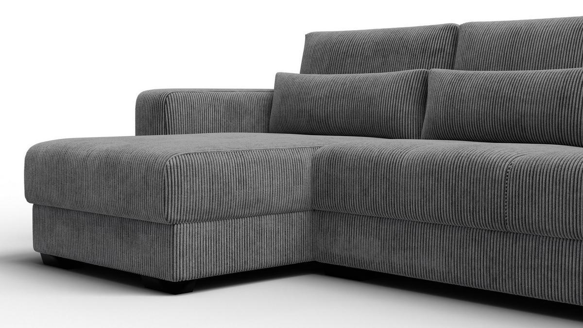 ECKSOFA OLI 4-Sitzer links, dunkelgrau - Dunkelgrau, Holz/Textil (295/172cm) - Wozimo