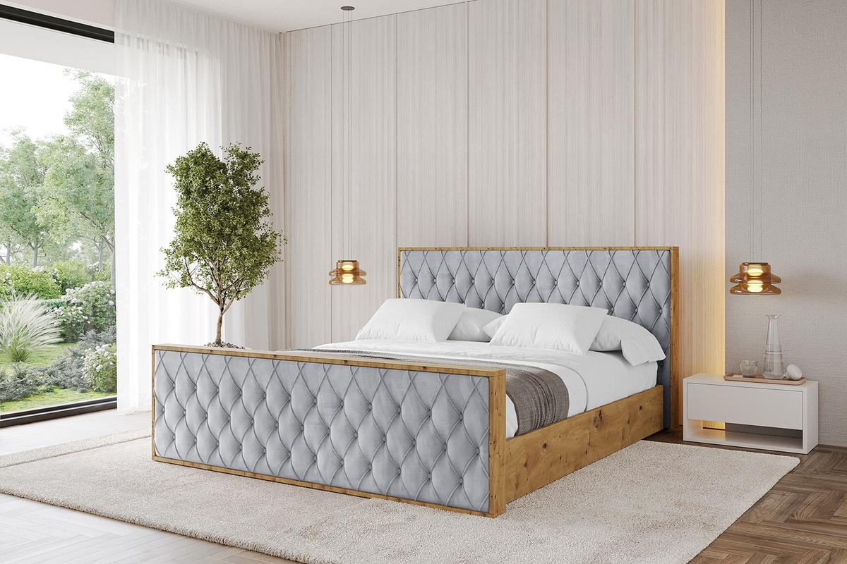 POLSTERBETT mit Bettkasten, Fußteil und Lattenrost, Boxbett ohne Matratze - ENZO5-Z 160x200 Hellgrau - Hellgrau, Holzwerkstoff/Textil (160/200cm) - ALTDECOR