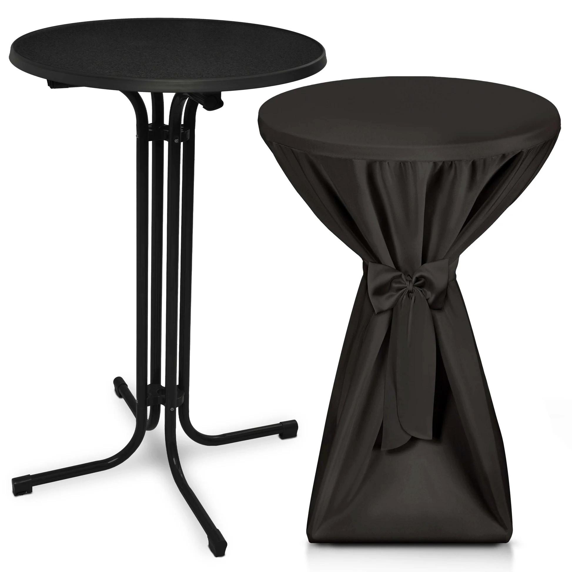 STEHTISCH Bellini Ø 80cm Schwarz mit Premium Stehtischhusse Ø 80cm Schwarz - Schwarz, Metall (80/80/110cm) - Beautissu 