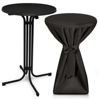 STEHTISCH Bellini Ø 80cm Schwarz mit Premium Stehtischhusse Ø 80cm Schwarz - Schwarz, Metall (80/80/110cm) - Beautissu 
