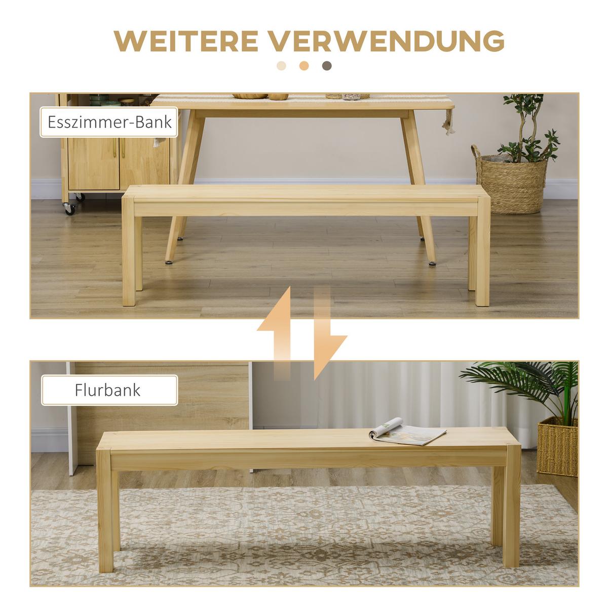 SITZBANK Natur 150 cm - Naturfarben, Holz (150/45/33cm) - HOMCOM