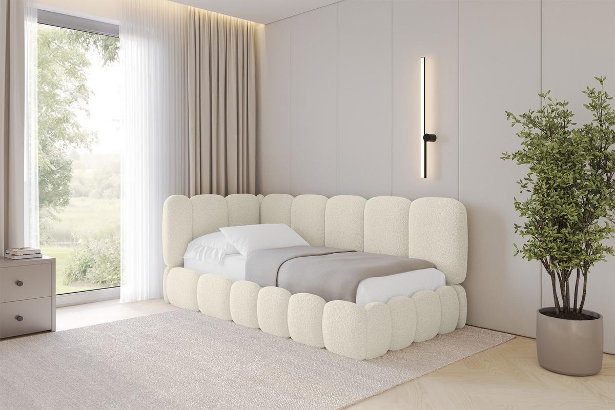 EINZELLBETT Jugendbett mit Bettkasten, Rechts - AVRY 80x200 Beige - Perlmutt, Holzwerkstoff/Textil (80/200cm) - ALTDECOR