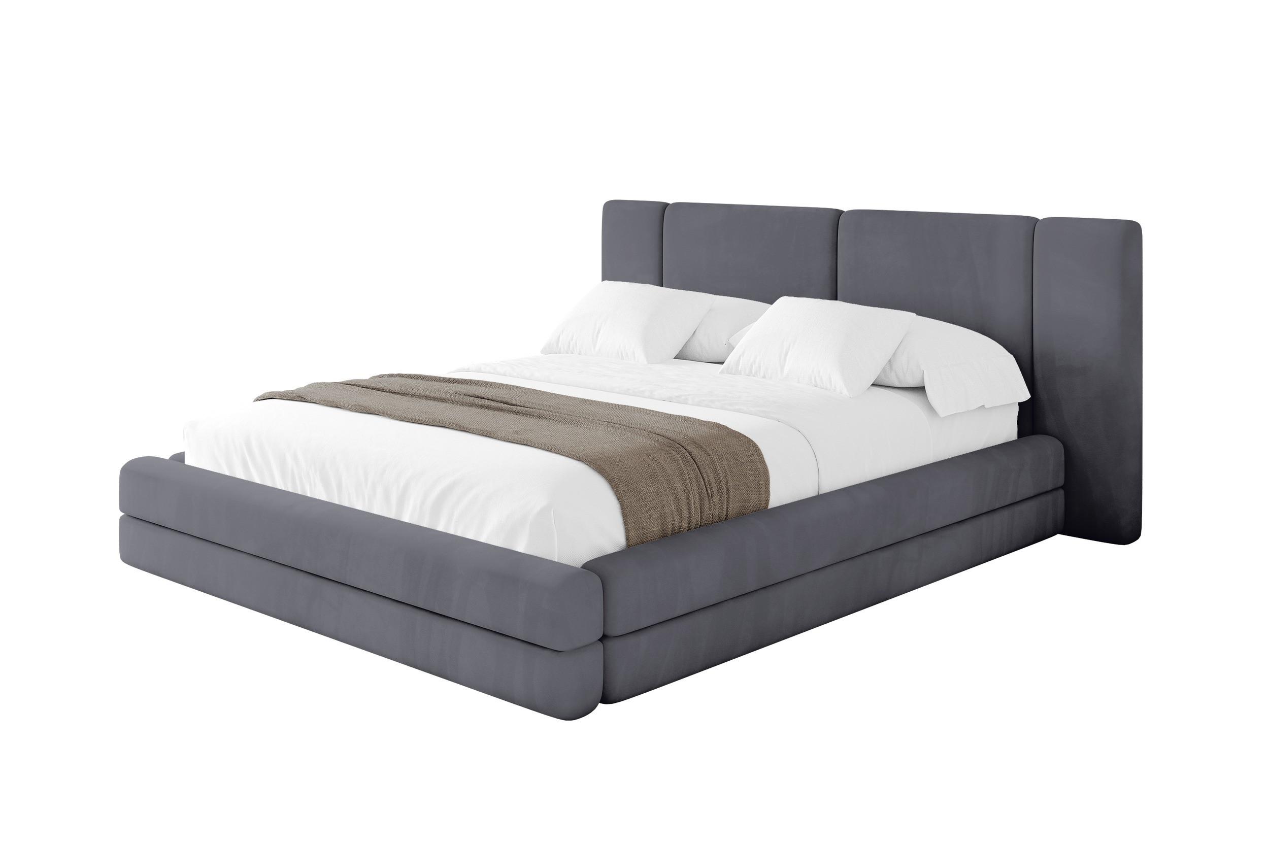 POLSTERBETT mit Bettkasten und Lattenrost, Boxbett ohne Matratze - TEVO 160x200 Dunkelgrau - Dunkelgrau, Holzwerkstoff/Textil (160/200cm) - ALTDECOR