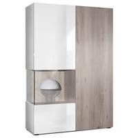 VITRINE Morena Tür und Einsatz in Eiche Nordic - Silbereichenfarben, Holzwerkstoff (91.5/136.5/37cm) - Vladon