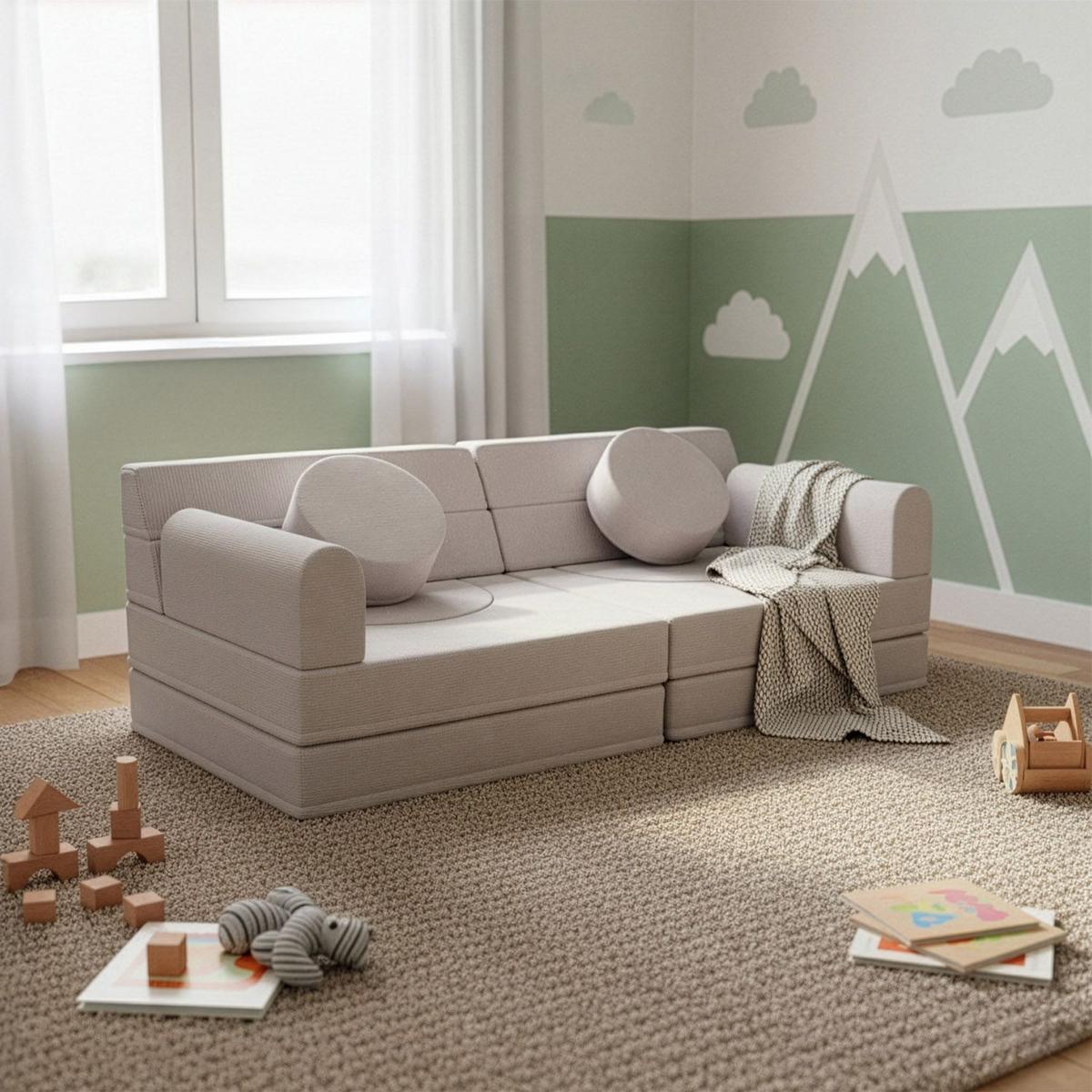 KINDERSOFA Kayo cord beige - Beige, Textil (150/50/75cm) - Juskys