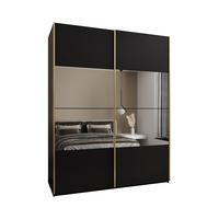 SCHWEBETÜRENSCHRANK 245,5/190/64 2-türig - Goldfarben/Schwarz, Holz/Metall (190/245/64cm) - Abiks Möbel