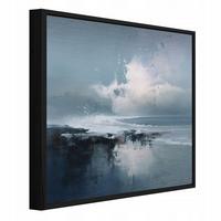 BILDER mit Rahmen Meer Abstraktion Blau 80x80 cm - Multicolor, Metall (80/80cm) - Wallarena