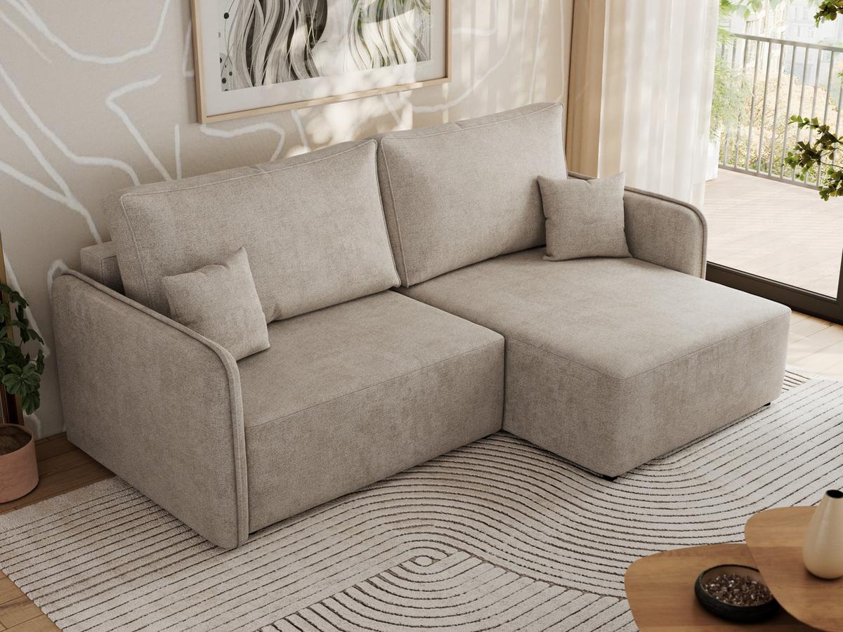 ECKSCHLAFSOFA MESTO L Beige Struktur - rechts - Beige/Schwarz, Kunststoff/Textil (147/227cm) - MKS