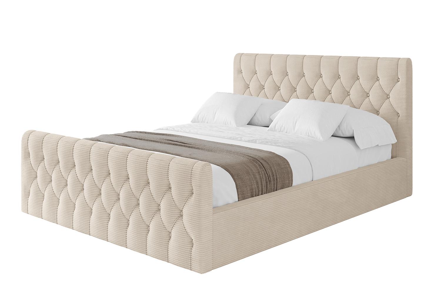 POLSTERBETT mit Bettkasten, Fußteil und Lattenrost, Boxbett ohne Matratze - RENO-Z 180x200 Beige - Creme, Holzwerkstoff/Textil (180/200cm) - ALTDECOR