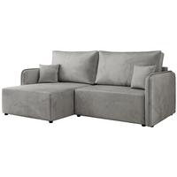 ECKSCHLAFSOFA MESTO L Hellgrau Velvet - links - Hellgrau/Schwarz, Kunststoff/Textil (227/147cm) - MKS