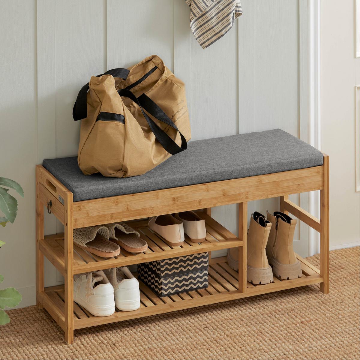 SCHUHBANK Natur - Naturfarben, Holz (90/45/30cm) - SoBuy