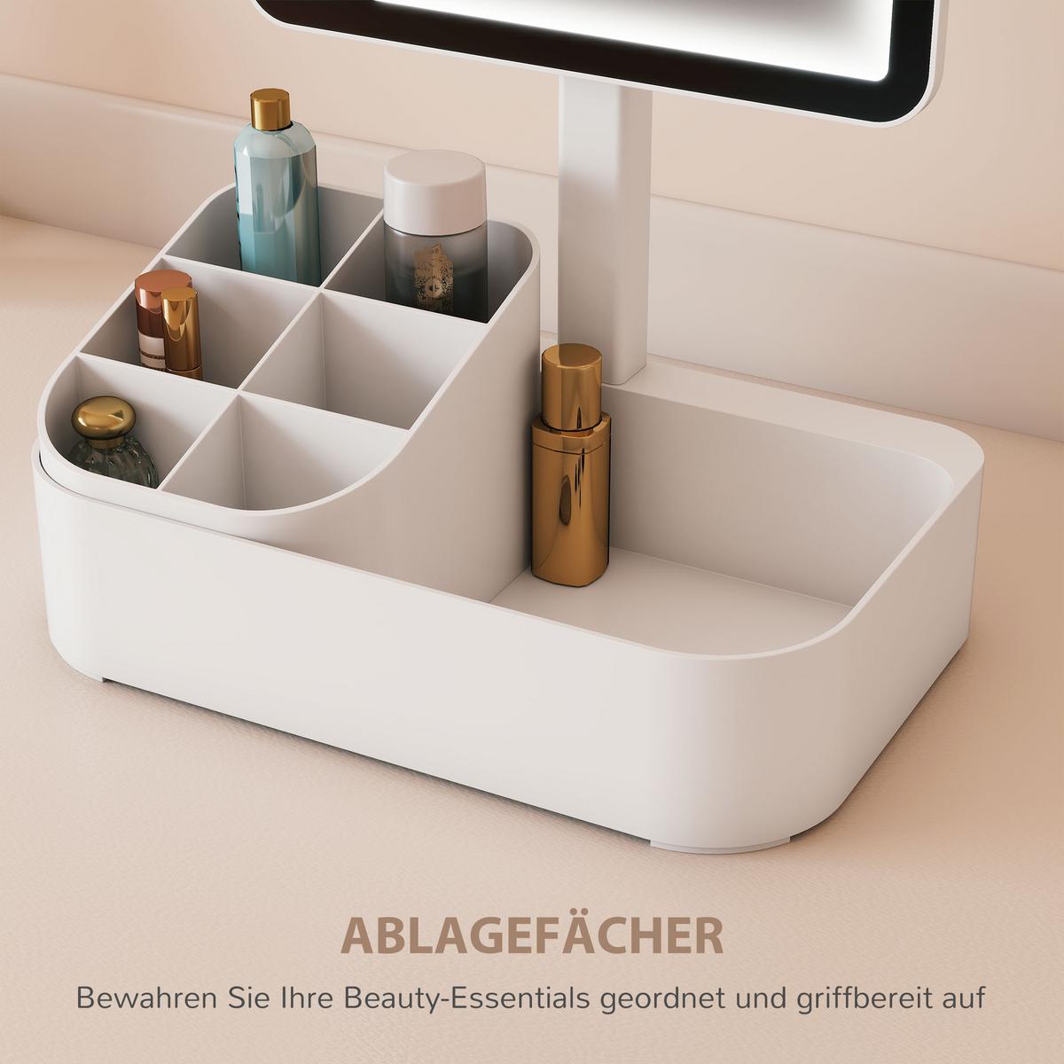 LED-SCHMINKSPIEGEL Kunststoff Glas Weiß - Weiß, Kunststoff (13.8/38/22cm) - HOMCOM