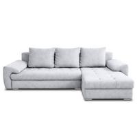ECKSOFA L Form Manisa Hellgrau 234/145/83 cm Rechts mit Schlaffunktion - Silberfarben/Hellgrau, Kunststoff/Textil (234/145cm) - AX Living