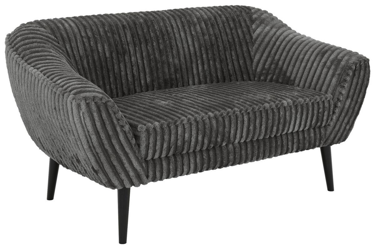 2-SITZER-SOFA PIRS - Grau Cord - Schwarze Beine - Schwarz/Grau, Holzwerkstoff/Textil (140/75/74cm) - MKS