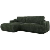 ECKSCHLAFSOFA RINA L Dunkelgrün Cord - links - Dunkelgrün/Schwarz, Kunststoff/Textil (267/170cm) - MKS