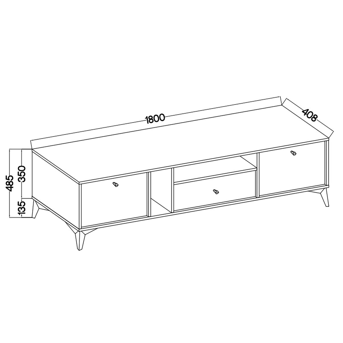 LOWBOARD TORINO 180x40,8x48,5 cm mit 1 Schubladen und 2 Türen Graphitfarben - Graphitfarben, Holzwerkstoff (180/48.5/40.8cm) - MASSENO
