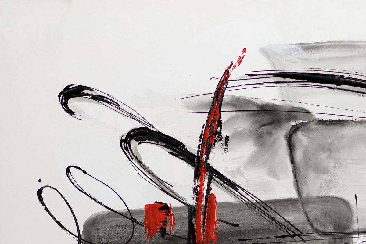 ACRYLBILD HANDGEMALT 100/75 cm - Grau, Holz/Textil (100/75cm) - KUNSTLOFT