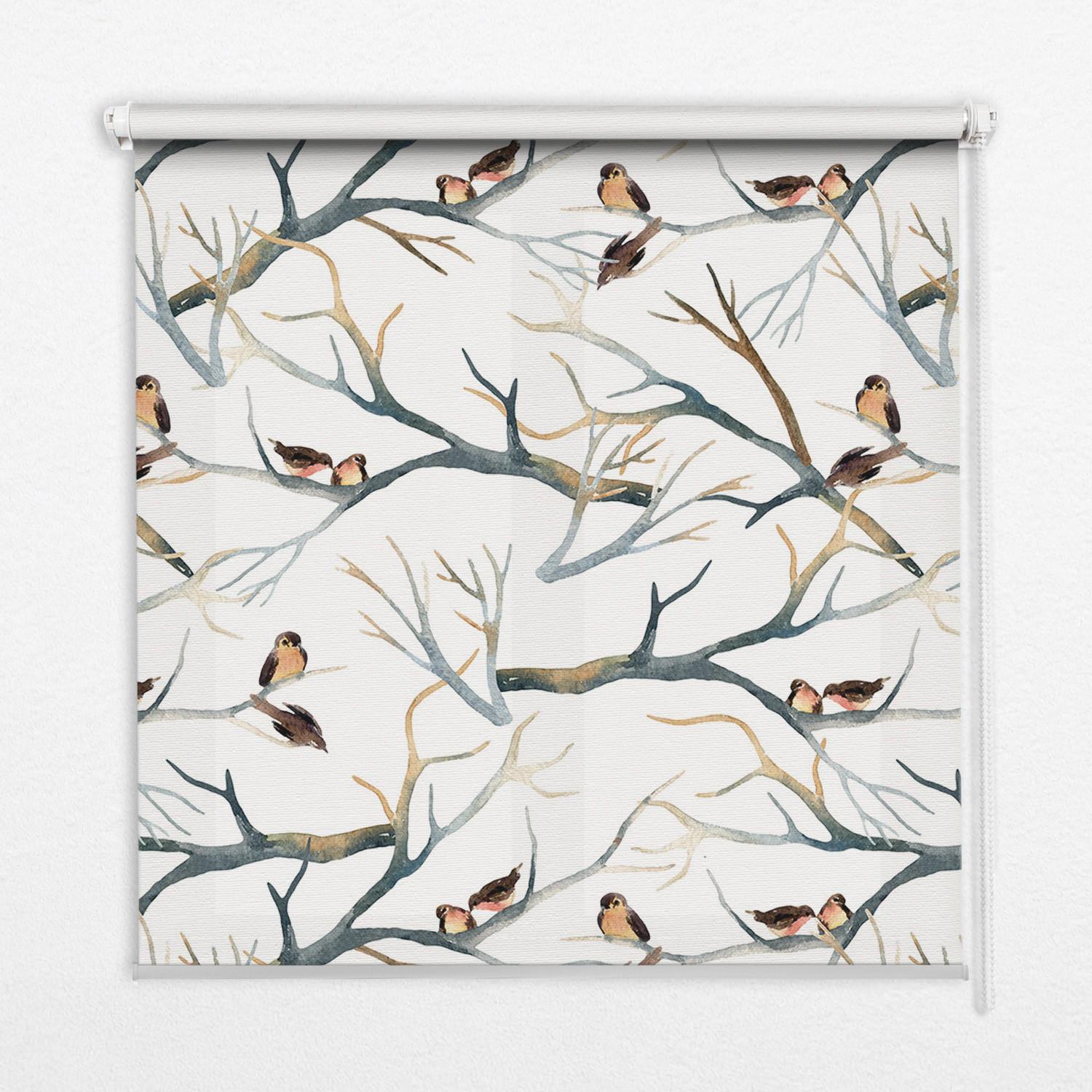 INNENROLLO - Fensterrollo - Rollo - 150x140 cm - Vögel auf einem Baum - Schwarz, Kunststoff (150/140/0.5cm) - TULUP