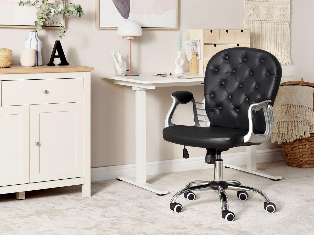BÜROSTUHL Kunstleder Schwarz Princess - Schwarz, Textil/Metall (60/98/60cm) - Beliani