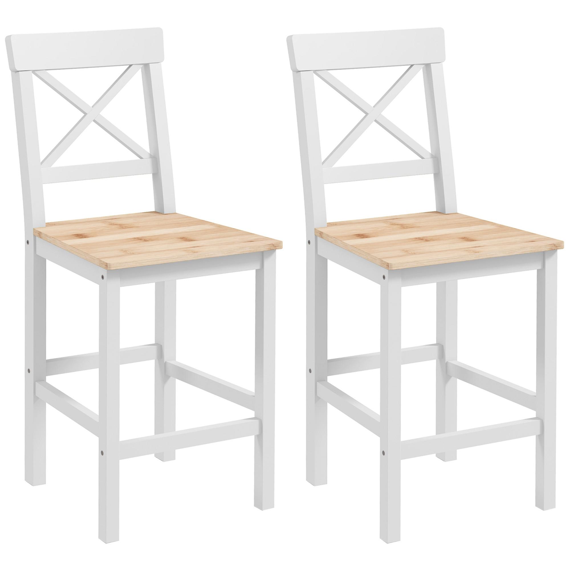 BARSTUHL 2er Set Kiefernholz Naturholz - Naturfarben, Holz (41/97.5/46cm) - HOMCOM