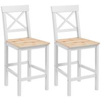 BARSTUHL 2er Set Kiefernholz Naturholz - Naturfarben, Holz (41/97.5/46cm) - HOMCOM