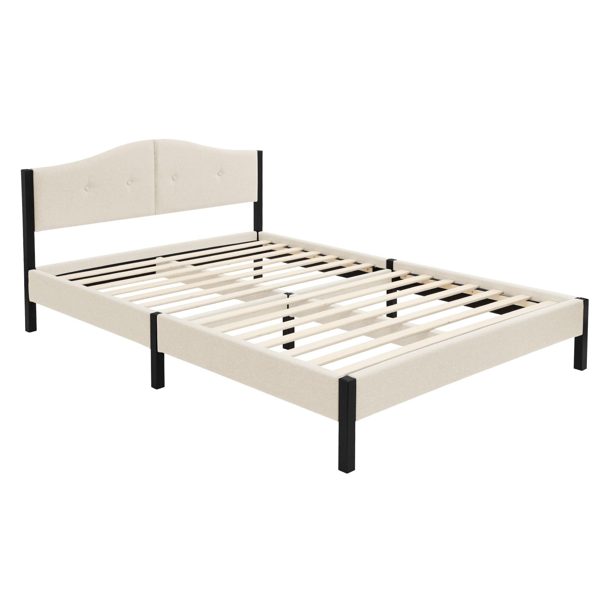 POLSTERBETT 140x200 cm Beige mit Lattenrostund Leinenstoff - Beige, Holzwerkstoff/Textil (140/200cm) - ML-DESIGN