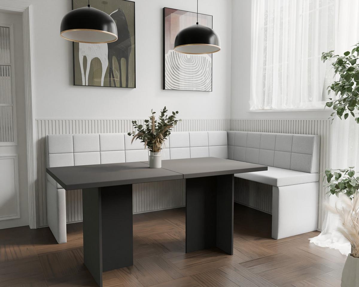 ECKBANK rechts MELVIN Kunstleder, 128/168 cm Weiß - Weiß, Holz/Kunststoff (128/168cm) - Idohome