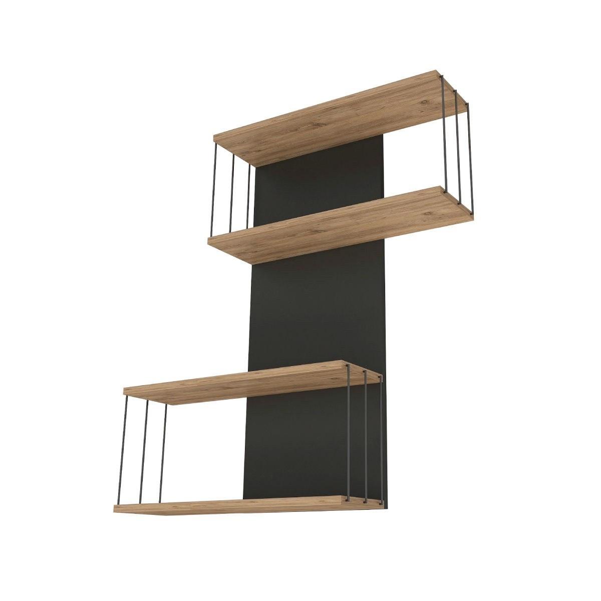 WANDREGAL mit 2 Fächern 65/19/96 cm - Anthrazit, Holzwerkstoff (19/96/7cm) - Calicosy