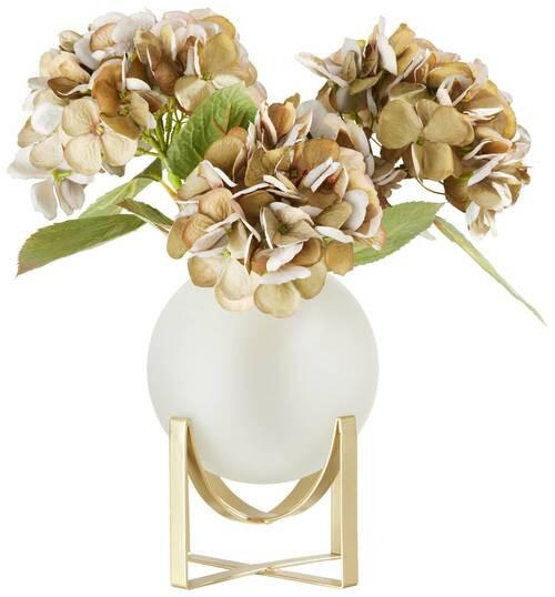 Dekor Váza Samantha - arany/fehér, Romantik / Landhaus, Üveg/fém (15,5/20cm) - Modern Living