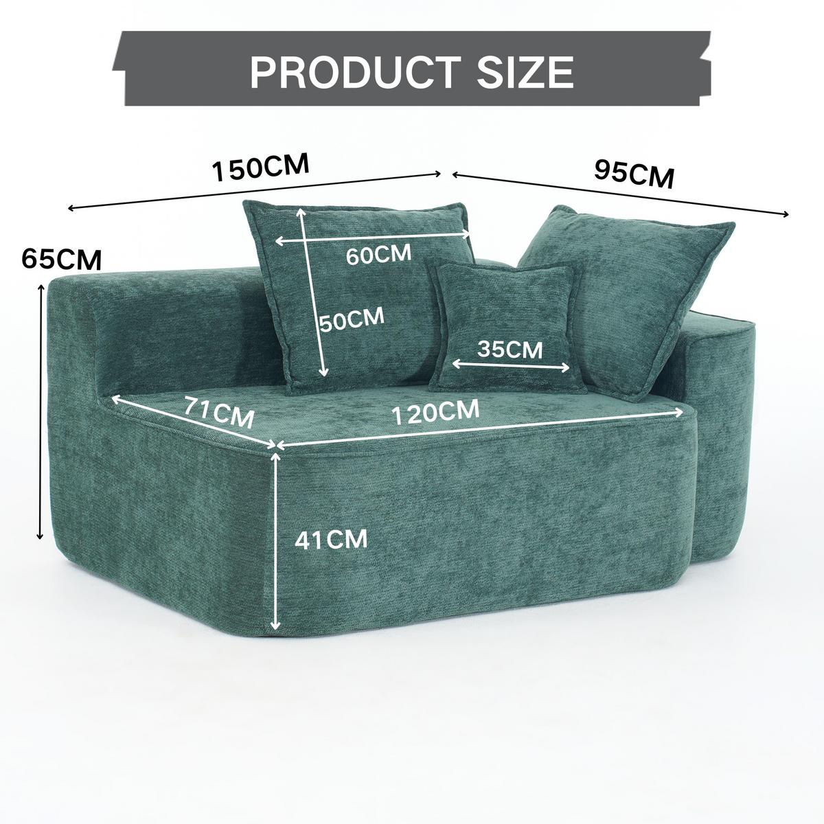 2-SITZER SOFA in Chenille Montagefrei - Grün, Textil (150/65/95cm) - Urban Meuble