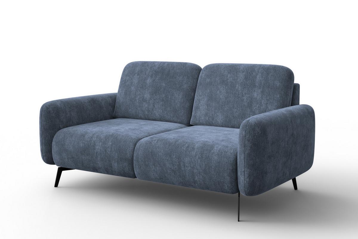 SOFA FEBE 2-Sitzer, marineblauer Chenille-Stoff - Blau/Schwarz, Holz/Textil (160/82/96cm) - Wozimo