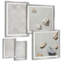 BILDER SET 5er Set - 50x50 cm & 20x30 cm & 40x60 cm Silberner Rahmen - Geometrische Pappsteine - Silberfarben, Kunststoff (40/60cm) - TULUP
