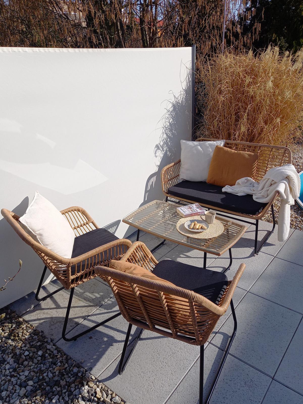 LOUNGE-SET 4-sitzer Rattan Beige Minori - Beige, Kunststoff - Beliani