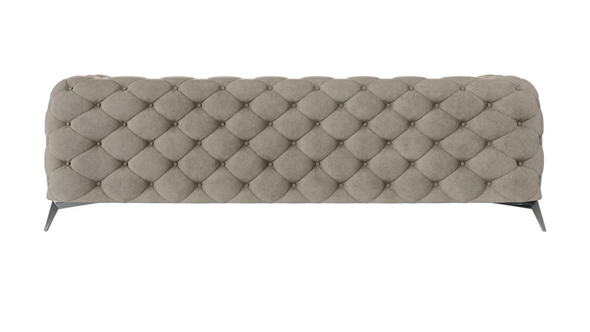 CHESTERFIELD-SOFA 3-Sitzer Laura Dunkle Creme Samt - Silberfarben/Creme, Holz/Textil (243/75/100cm) - S-Style Möbel