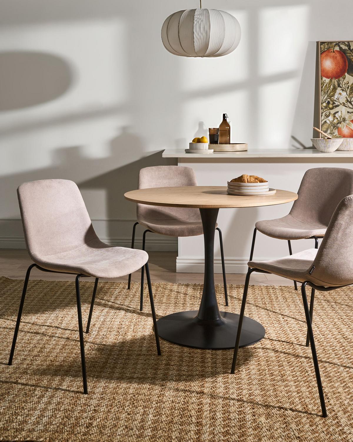 ESSZIMMERSTUHL 4er-Set Beige Tiller - Beige/Schwarz, Textil (54/84/53cm) - Beliani