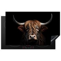 HERDABDECKPLATTE Schottischer Highlander - Porträt - Schwarz - Tier Ceranfeldabdeckung 85x52 cm - Braun, Kunststoff (85/52/0.2cm) - MuchoWow