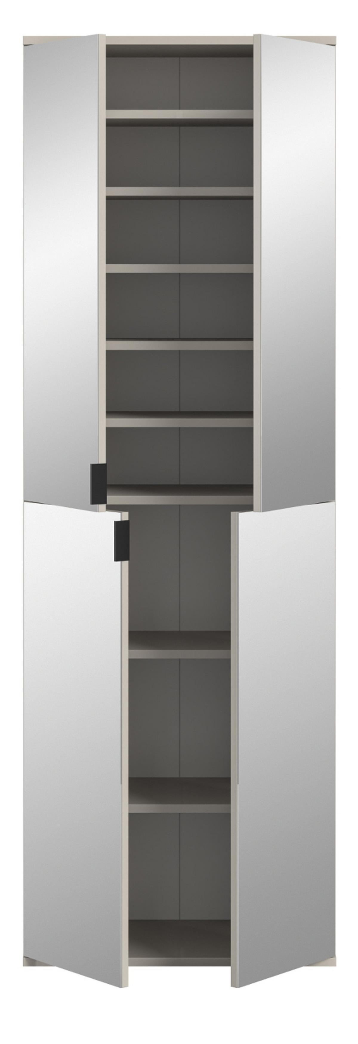 GARDEROBENSCHRANK in Kaschmir 61 x 193 cm, Flurschrank mit Spiegel - Kaschmir/Schwarz, Glas/Holzwerkstoff (61/193/34cm) - Inn.Furn