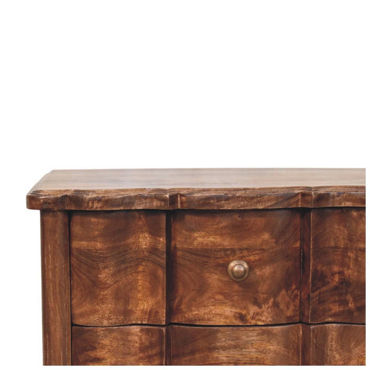 NACHTKASTEN Valencia, 3 Schubladen, Dunkelbraun - Dunkelbraun/Messingfarben, Holz/Metall (55/63/40cm) - Artisan Furniture
