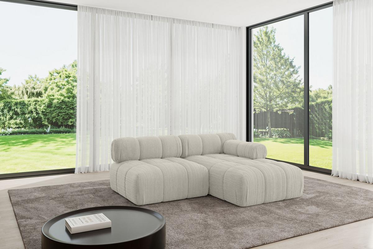 ECKSOFA modulares Sofa Razon-L1 - 190x160x70 cm Creme Cord - Hellgrau/Creme, Holzwerkstoff/Textil (190/160cm) - ALTDECOR