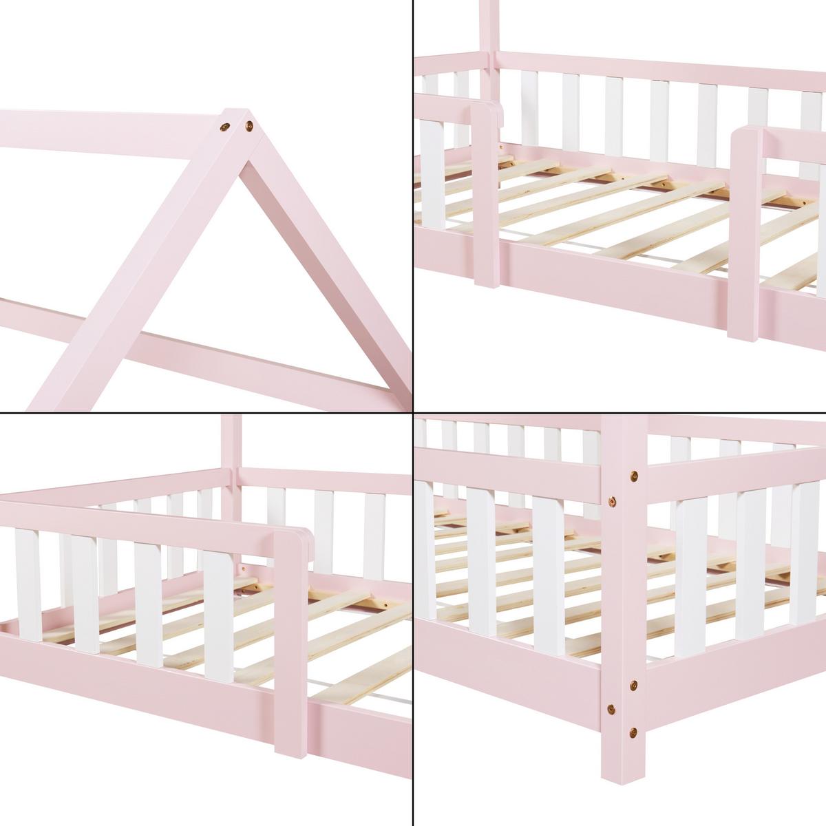 HAUSBETT Sisimiut - Pink/Weiß, Holz (90/200cm) - [en.casa]