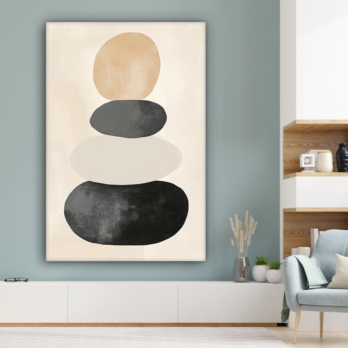 LEINWANDBILD Japandi - Wabi sabi - Beige Deko Groß 90x140 cm - Taupe, Textil (90/140cm) - MuchoWow