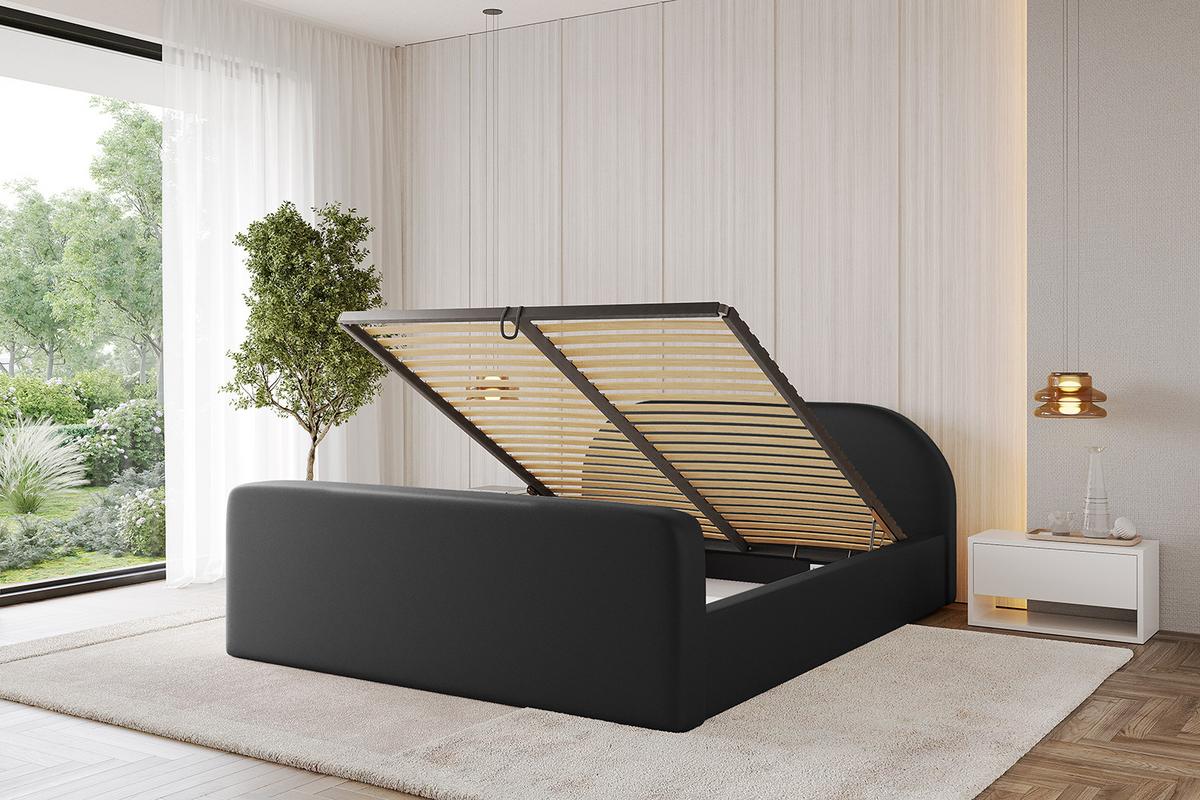 POLSTERBETT mit Bettkasten, Fußteil und Lattenrost, Boxbett mit Matratze H3/H4 - TIVON-Z-V1 180x200 Schwarz Kunstleder - Schwarz Hochglanz, Holzwerkstoff/Textil (180/200cm) - ALTDECOR