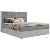 BOXBETT DELNOR 200/200 - Hellgrau Velvet - Topper Visco - H3 - Hellgrau/Schwarz, Kunststoff/Textil (200/200cm) - MKS