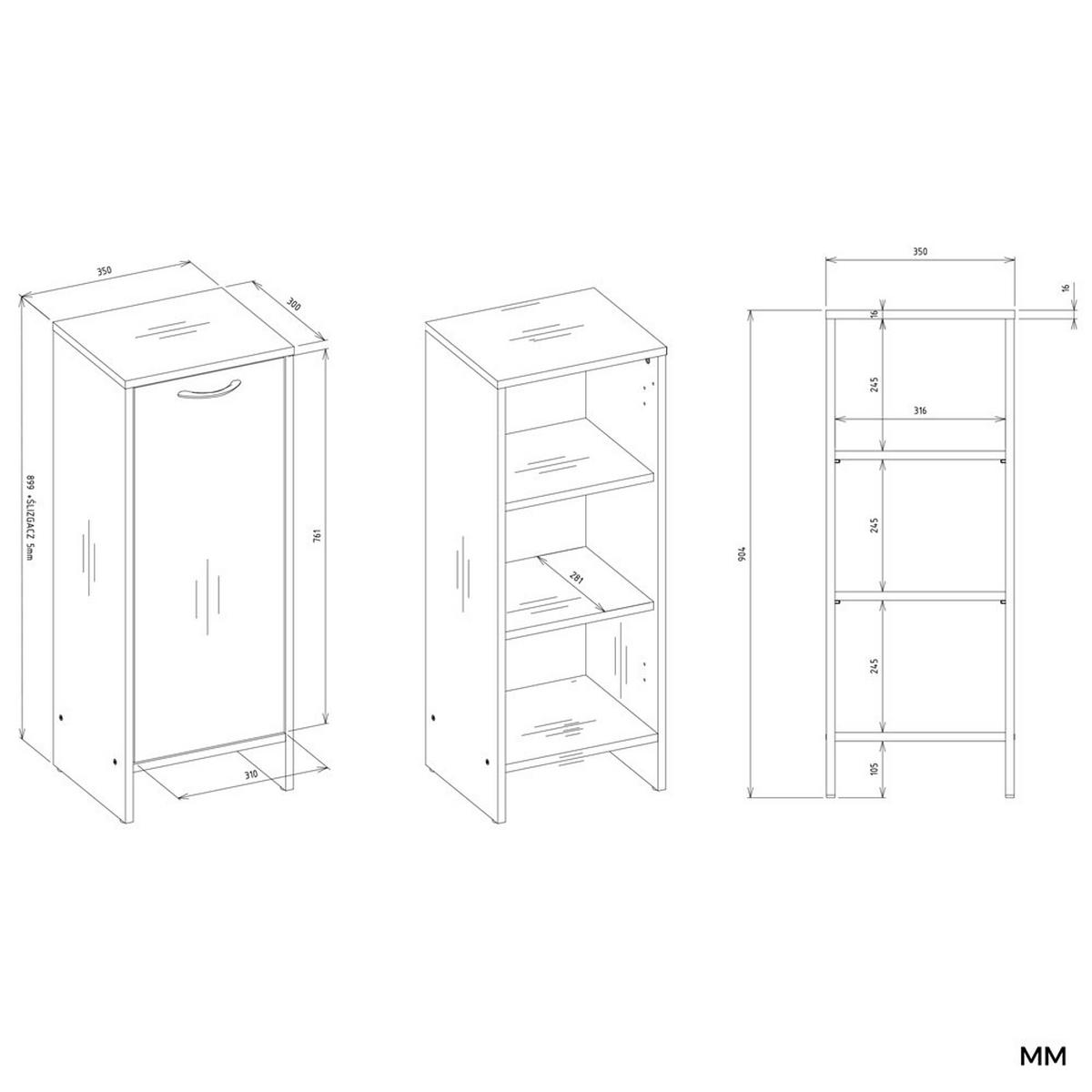 BADEZIMMERSCHRANK A6 Weiß 35/90/30 - Weiß, Holzwerkstoff (35/90/30cm) - RAUMHIRSCH FURNITURE