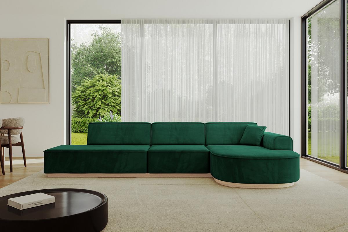 ECKSOFA Ottomane Rechts ARRIO-L2 - 328x171x83 cm Dunkelgrün - Grün, Holzwerkstoff/Textil (328/171cm) - ALTDECOR